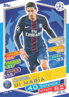 Angel Di Maria Paris Saint-Germain 2016/17 Topps Match Attax CL #PSG16